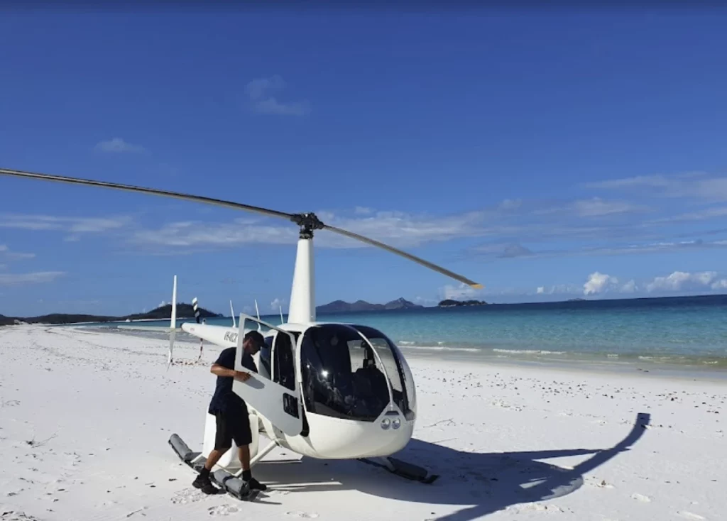 helicopter on Whitehaven Beach