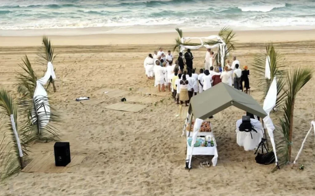 el día de la boda en Praia de Zavora